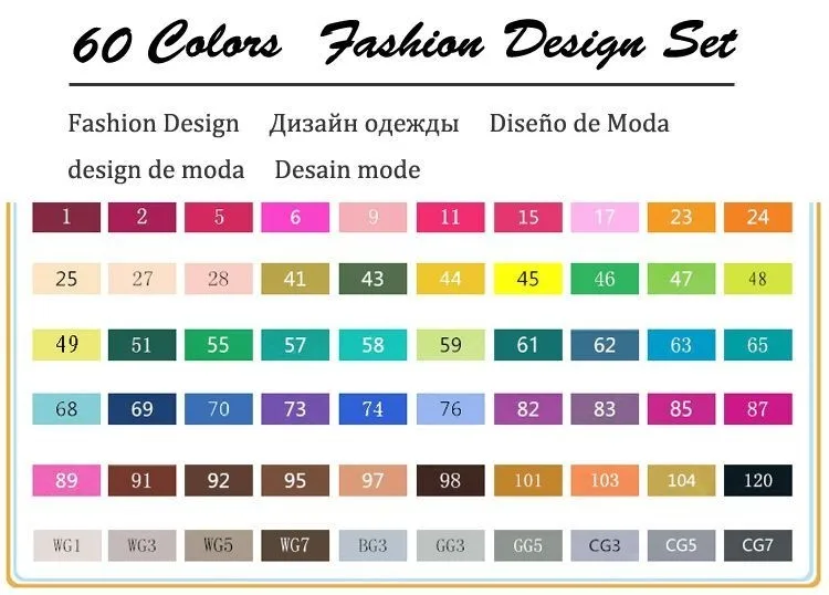 60 Clothing Set Touchfive 30/40/60/80/168 Цвета ручка маркер комплект Dual Head эскиз маркеры кисточки ручка для рисования манга анимация дизайн товары для рукоделия - Цвет: 60 Clothing Set