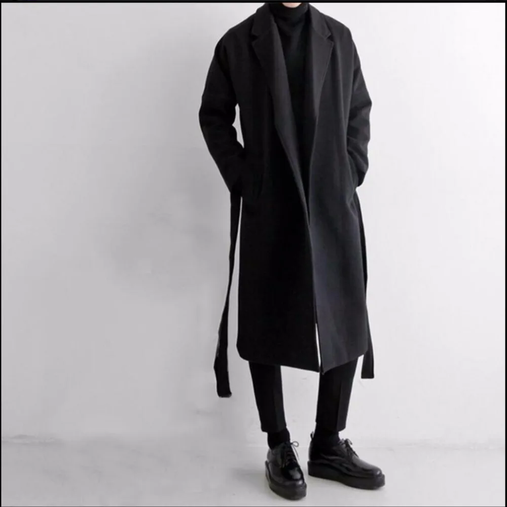 

New Autumn and winter men over-the-knee wool coat medium-long woolen outerwear woolen overcoat outerwear warm Windbreaker trench