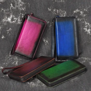 

New genuine leather European and American style unisex wallet casual purse high quality zipper wallets luxury clutch bag