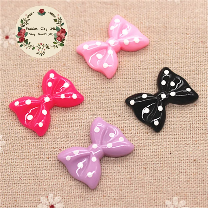 

10pcs kawaii Polka Dot Bow Resin Flatback Cabochon DIY Decorative Craft Scrapbooking,20*27mm