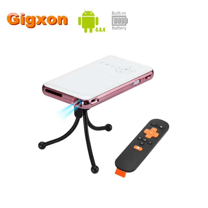 

Gigxon Android 4.4.4 Mini Projector 4200mah battery DLP Technology portable 1080p 150 Lumen HDMI WiFi Quad-Core CPU home use