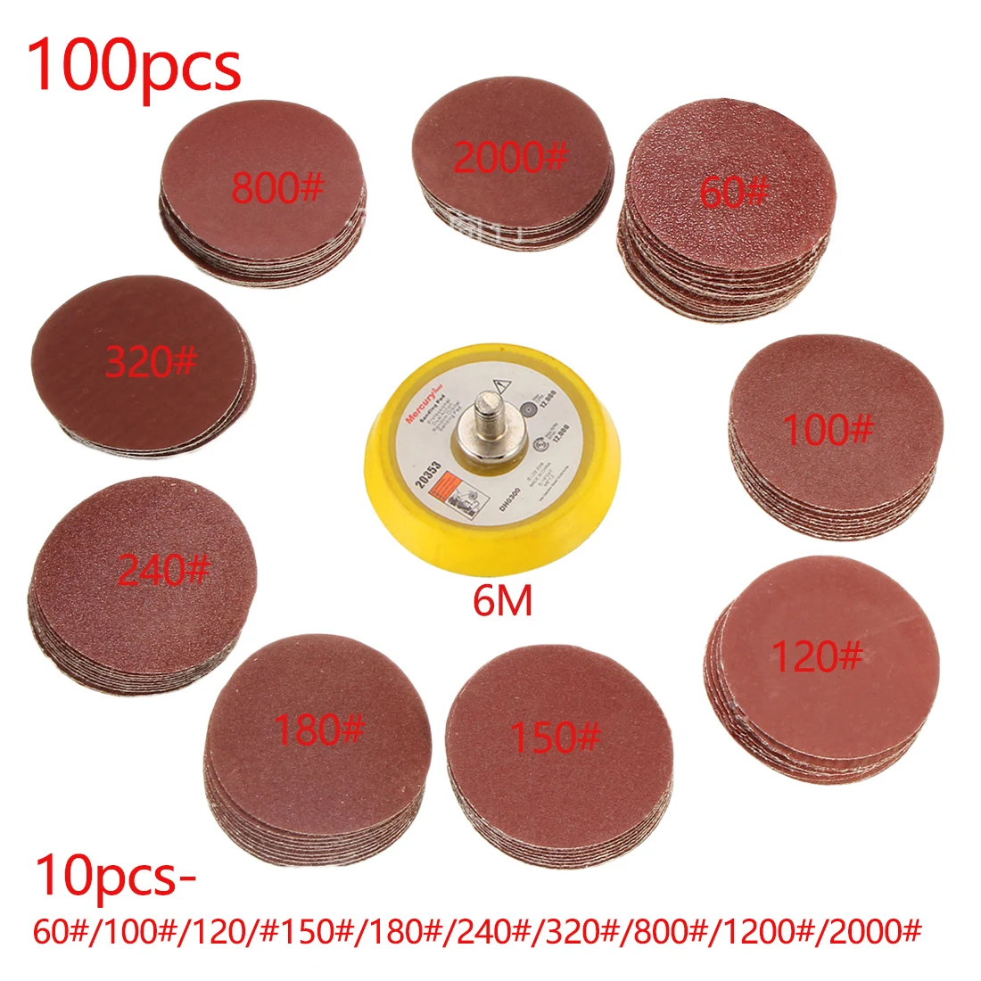 100PCS Durable Sander Disc Sanding Pad Polishing 50mm 60 2000 Grit