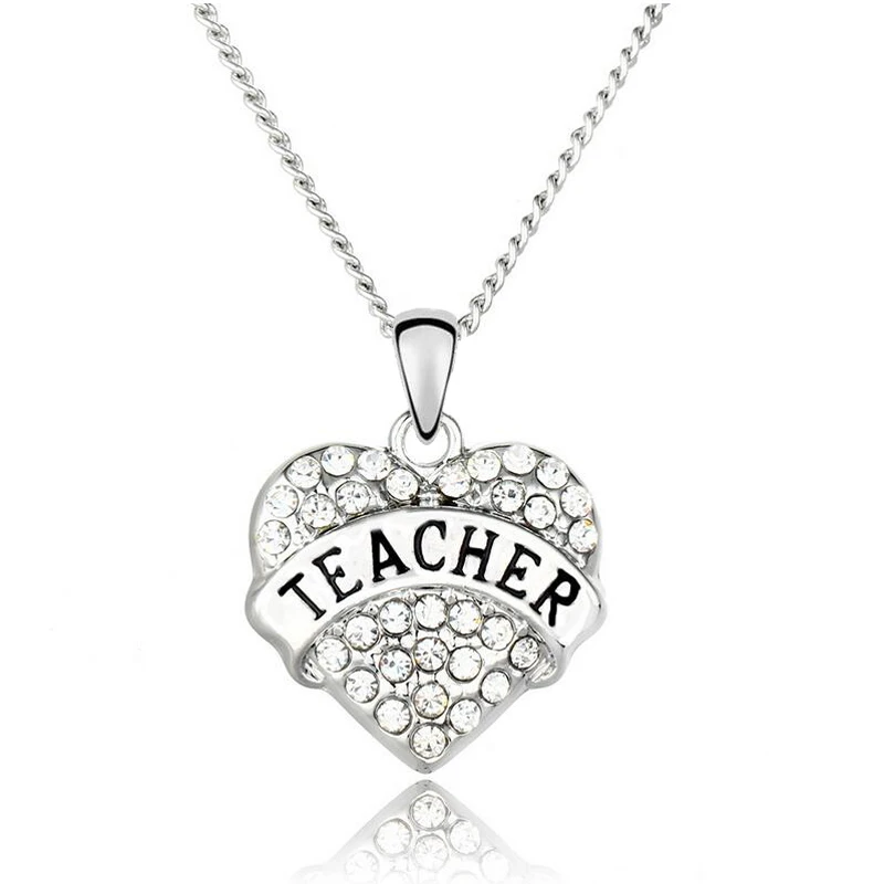 Image For Teachers  Day Gift Fashion Jewelry For Crystal Heart Teacher Necklaces   Pendants