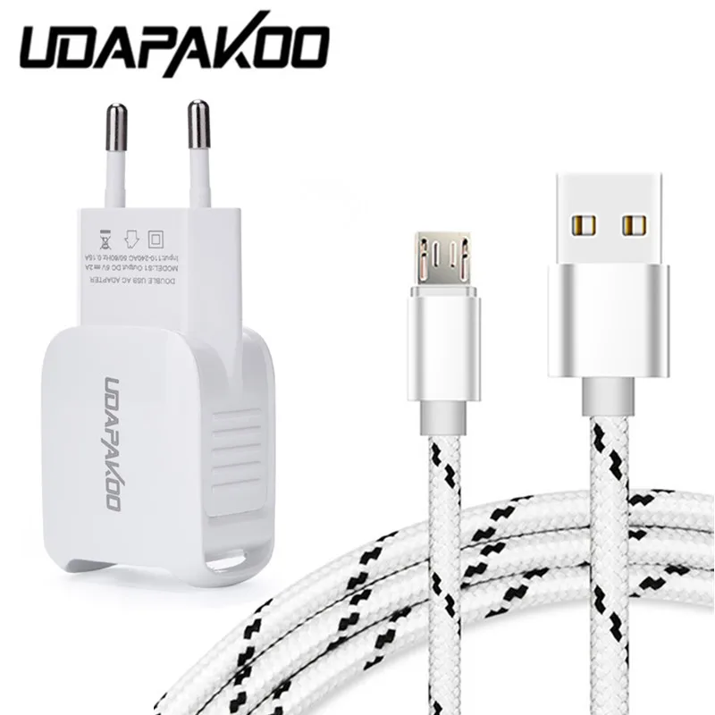 2 usb port fast adapter & Alloy plug micro usb Charger for samsung