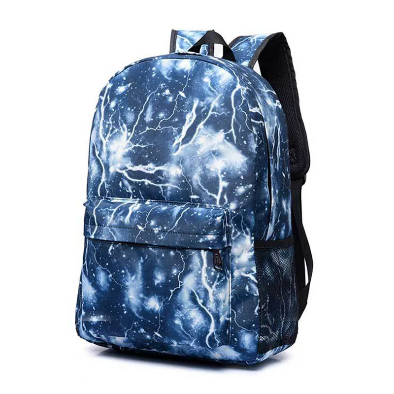 

Hot Fashion Casual Flash Sky Print Backpack Canvas School Books Traveling Back Bags for Teenage Girls Boys BVN66
