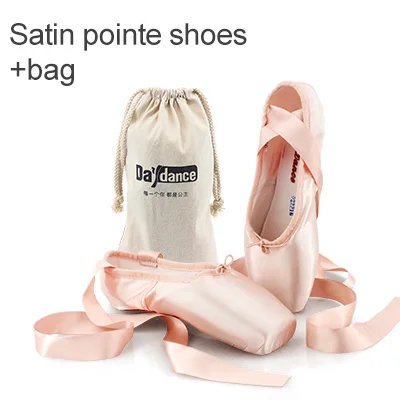 Professional Ballet Pointe Shoes Girls Women Ladies Satin Ballet Shoes With Ribbons Satin