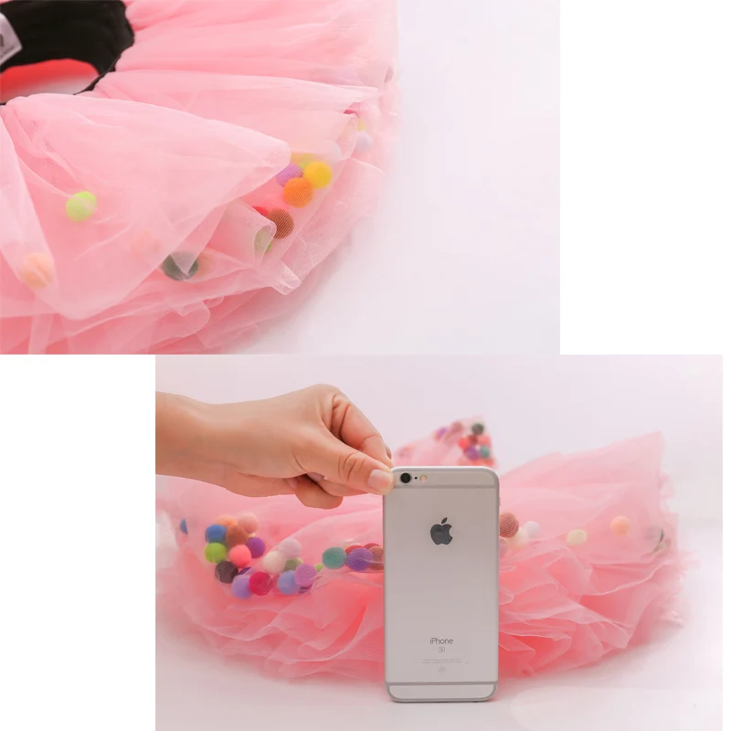 Buenos Ninos Baby Girls Fluffy 8-Layers Ballet Dance Pettiskirt Girl Princess Tulle Skirt With Pompom Puff Balls For 1-6T 565