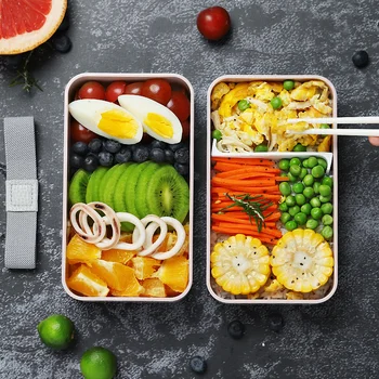 2 Layer Microwave Lunch Box Japanese Wood Bento Box for Kids Food Container Storage Portable School Picnic With Lunch Bag 1200ml 2