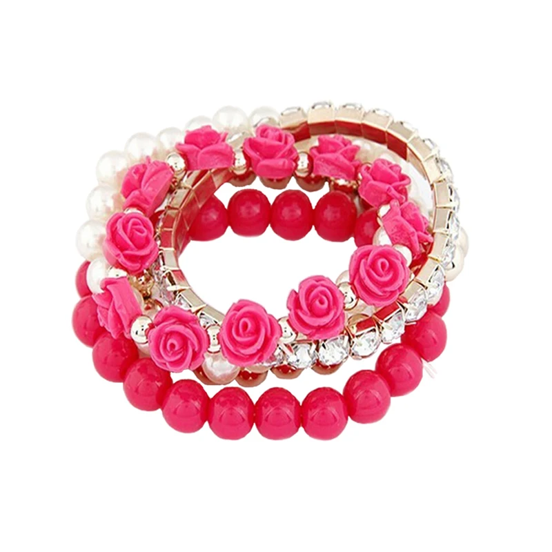 5 IN 1 Bohemian Simple Style Women font b Bracelet b font Cute Rose Flower Imitation