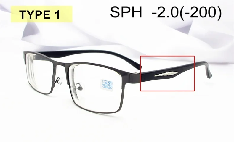 Диоптрия-1,0-1,5-2-2,5-3-3,5-4-4,5-5-5,5-6 очки для близорукости для мужчин и женщин сплав оправа очки близорукие F174 - Цвет оправы: TYPE 1 (-2.0)
