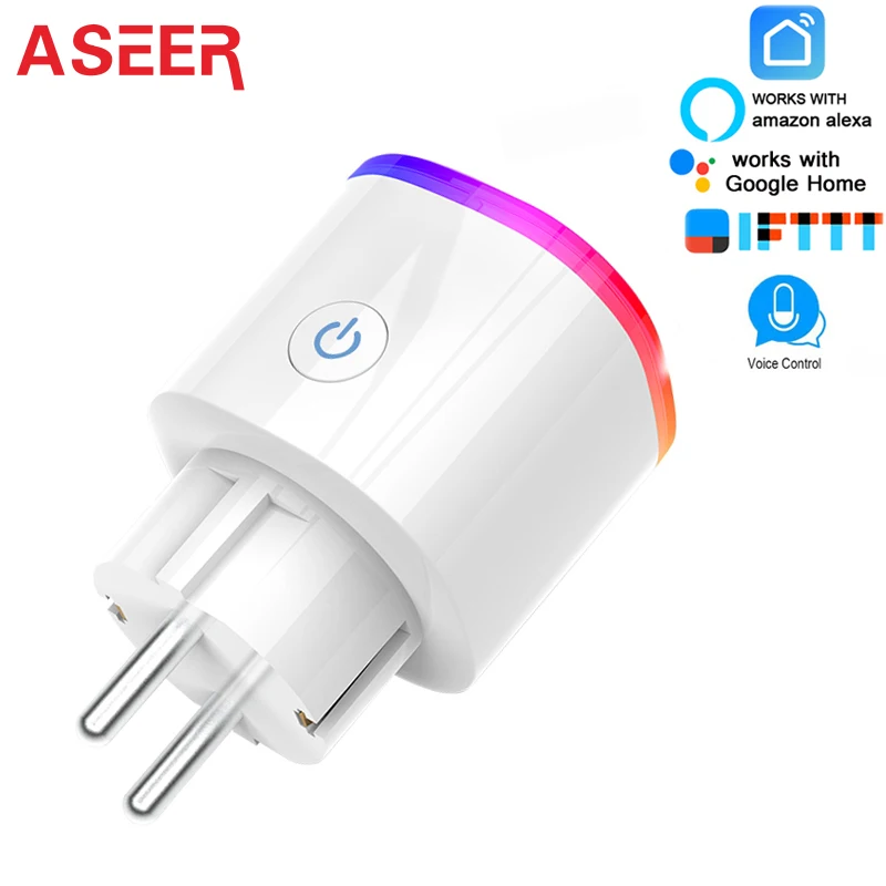 Штепсельная Вилка ASEER EU RGB умная розетка с монитором питания беспроводная Розетка