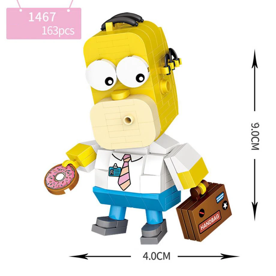 Забавный, классический мультфильм изображение большой головой мини-блок черный медведь Кумамон Щелкунчик король мистер Симпсон Кирпичи игрушки для подарков - Цвет: Simpson