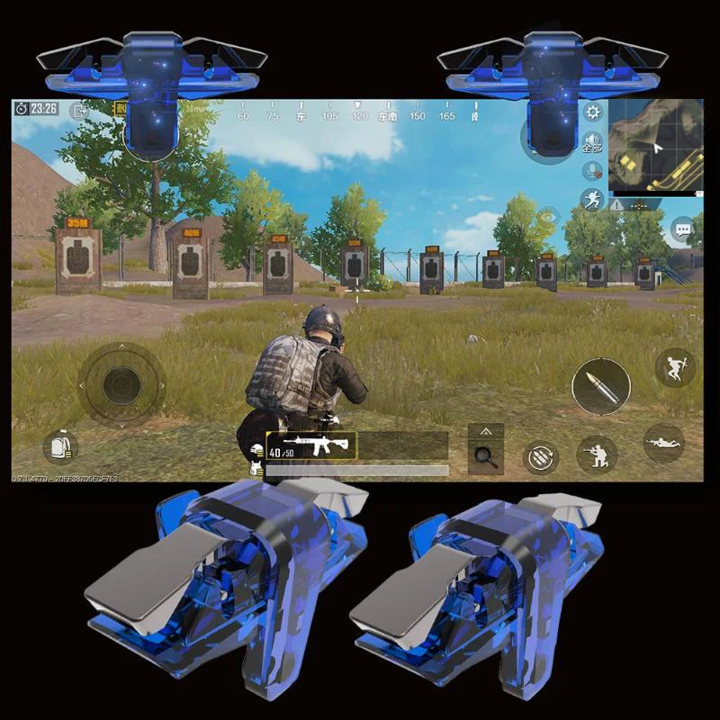 

Mobile Gamepad Joystick Metal Blue Shark Series Mobile Game Auxiliary Artifact Handle Game Shooting Controller Dropshipping