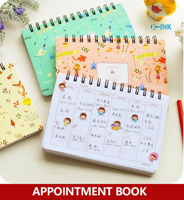 Cartoon cute appointment book , girls' weekly planner / daily planner for diary , notebook