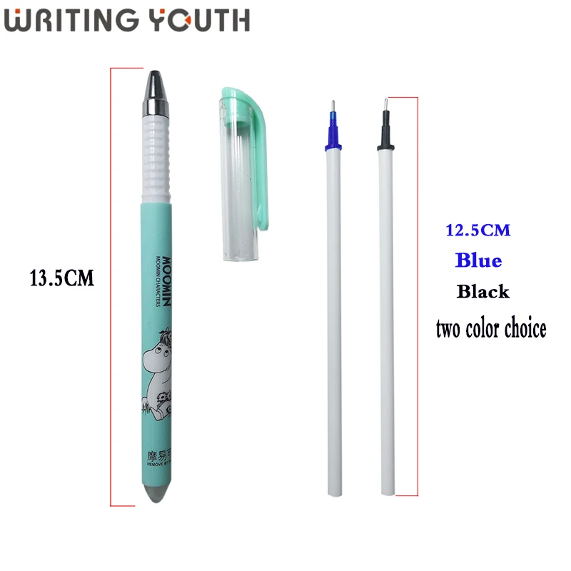 3 шт. 0,38 мм стираемая ручка мультфильм Moo Min гелевая ручка выбор в синий и черный чернила школьные офисные канцелярские принадлежности студенческие канцелярские принадлежности