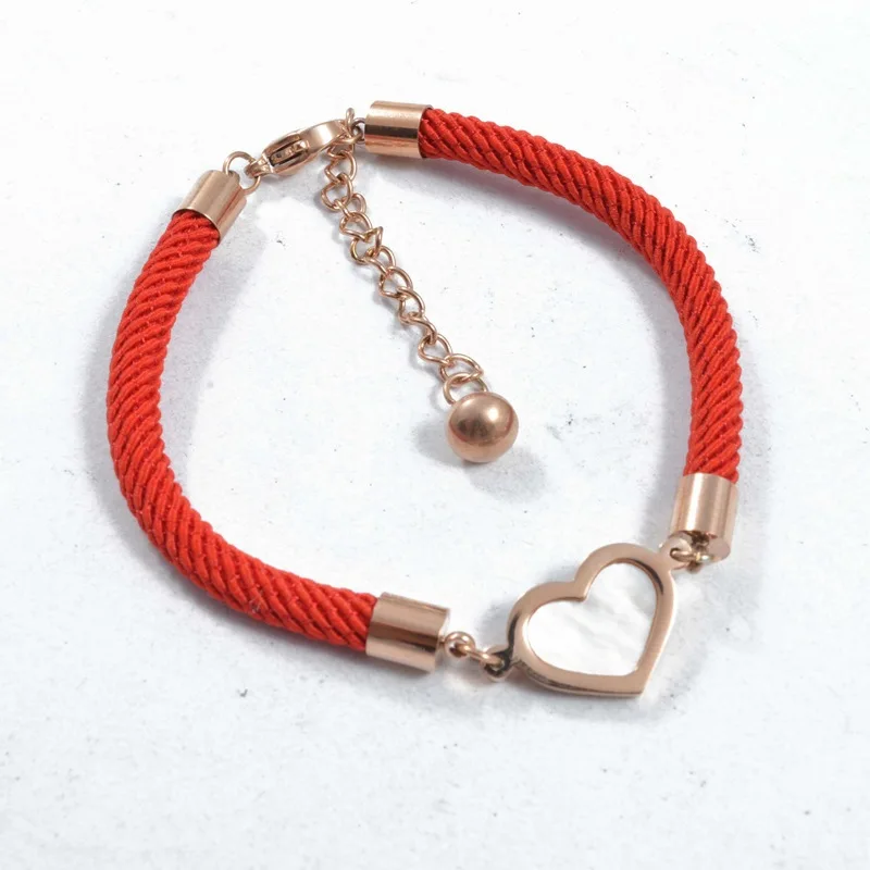 Moda Pulsera de Hilo Rojo kabbalah Cáscara de Acero Inoxidable del oro de Rose Del Amor