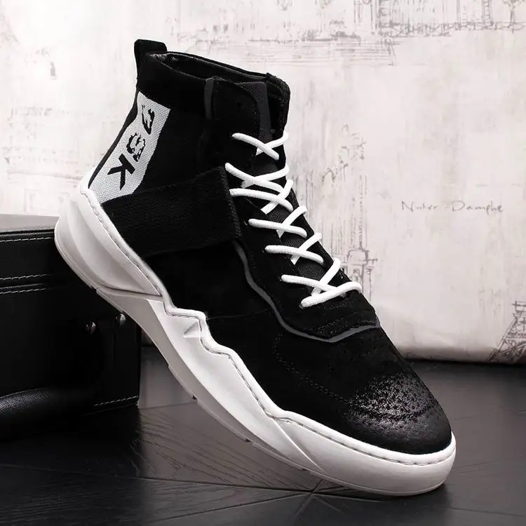 Chaussures blanc Bottes Casual Cheville Porc Blanc Noir Lace Errfc Top Avant Up Hommes Bout Rond Mode Confort 43 High Cuir Suède De En LMpzGqSUV