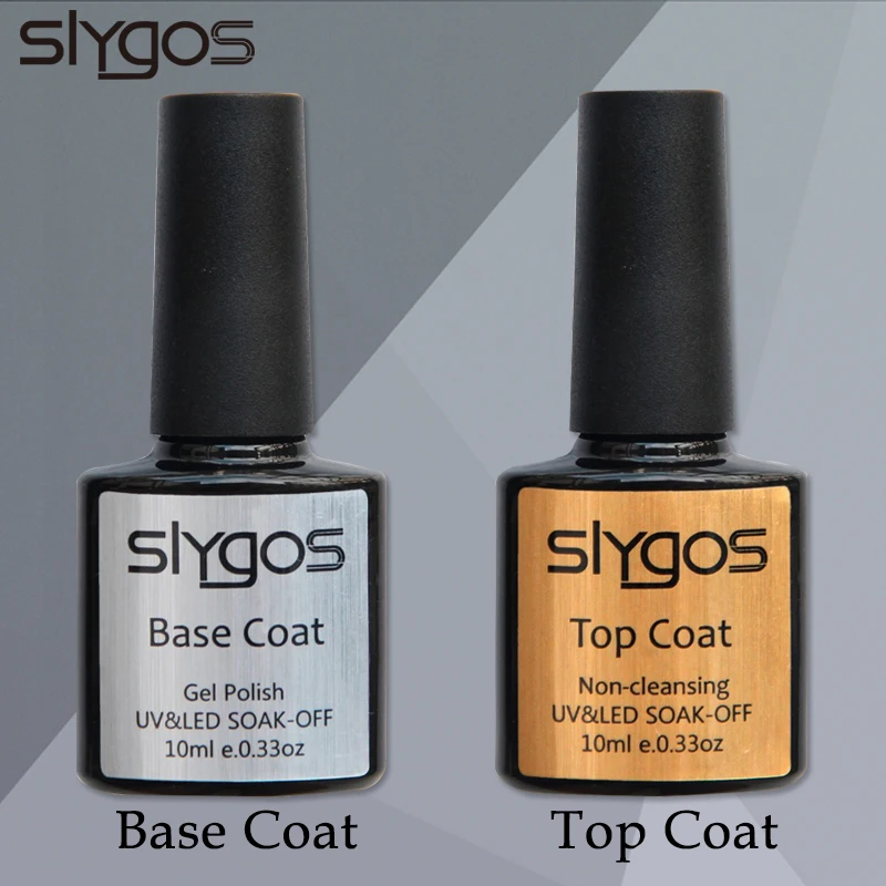 

SLYGOS Top&Base Coat Nail Gel Polish 2PCS Top It Off + Base Coat Foundation Gel Varnishes Set For Nails 10ml UV Nail Primer