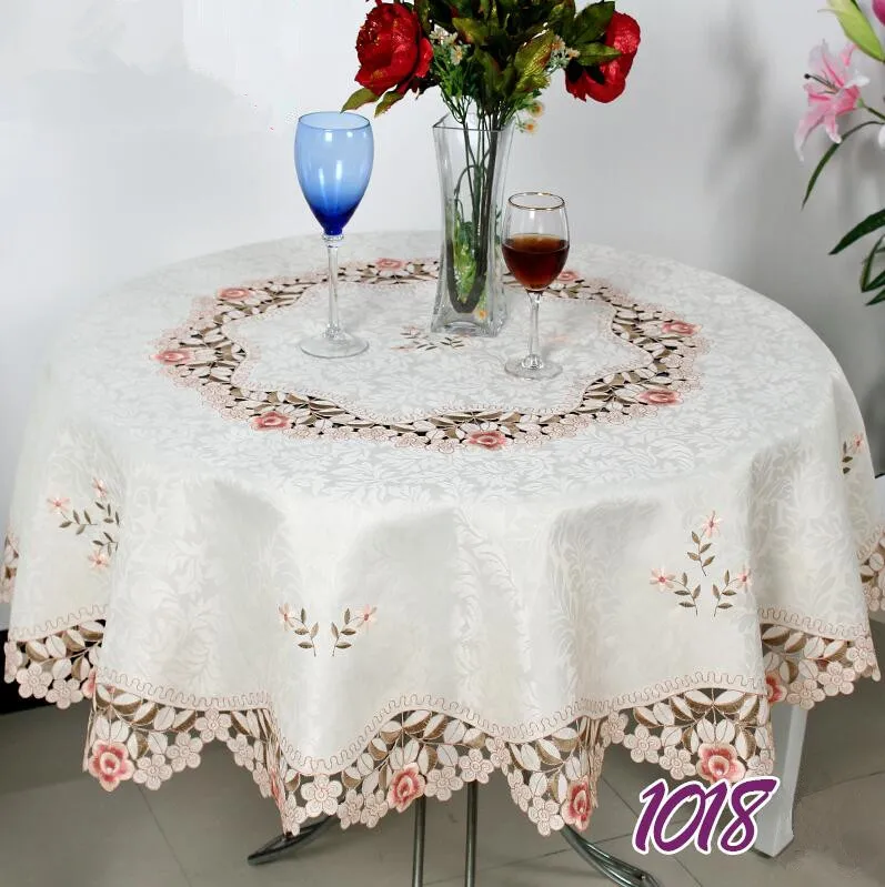 Proud Rose Round Tablecloth Beige Embroidered Tablecloths Table Cover Home Kitchen Supplies Table Decoration