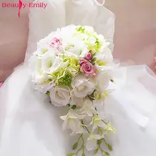 Романтический свадебный букет ручной работы Свадебный букет ручной работы Капля воды цветок свадебный букет s искусственный букет роз