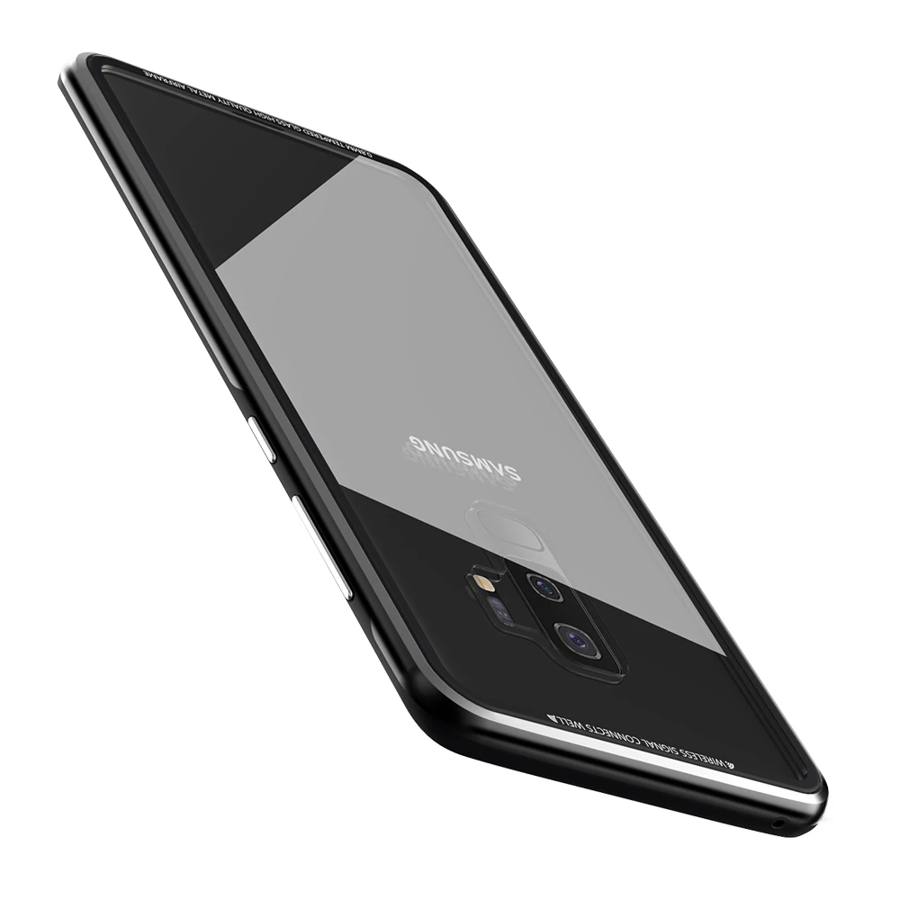 Горячего металла Бампер закаленное Стекло чехол для samsung Galaxy S9 плюс Дизайн спереди и сзади облегающий принципиально Роскошные best чехол