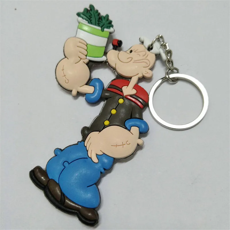 Popeye the Sailor Figures Toys Movie Cartoon Olive Oyl Bobbi PVC Keychain Keyring Key Bag Pendant Dolls 10pcslot (4)