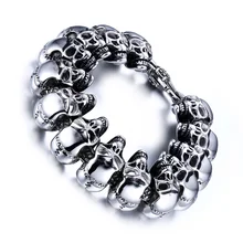 Meaeguet Roca Hombres Cráneo Joyas Pulsera Pulseras y Brazaletes de Acero Inoxidable para Los Hombres Joyería Del Partido Al Por Mayor Pulseras