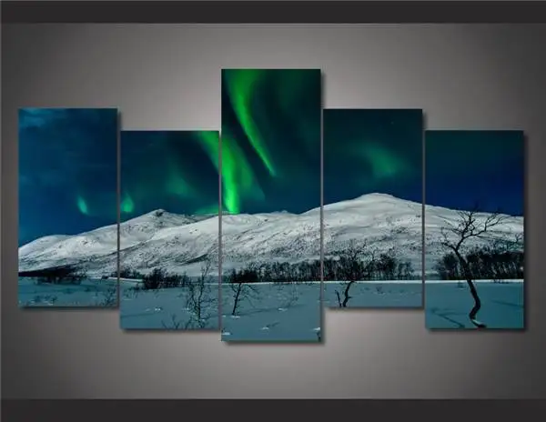 Hd печатная Аврора Borealis пейзаж 5 шт Картина Настенная художественная комната