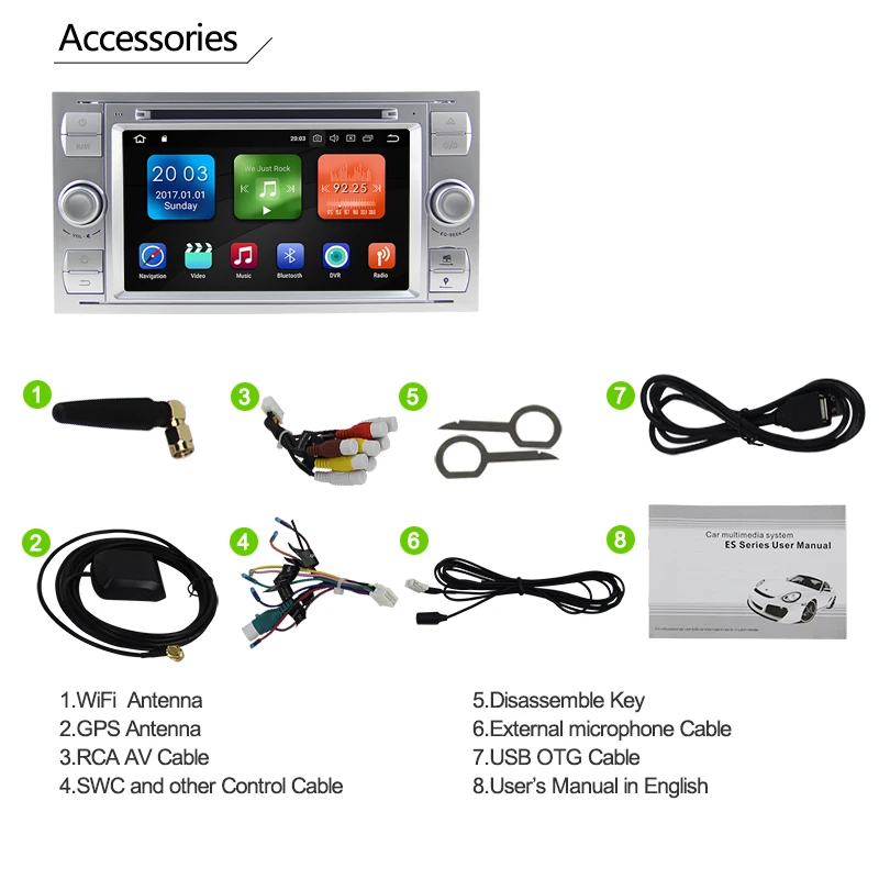 2 Din Car Multimedia Player Android 8.0 GPS Autoradio For Ford Transit 2004 to 2008 7 Inch HD Screen 4GB RAM Car DVD Player (10)