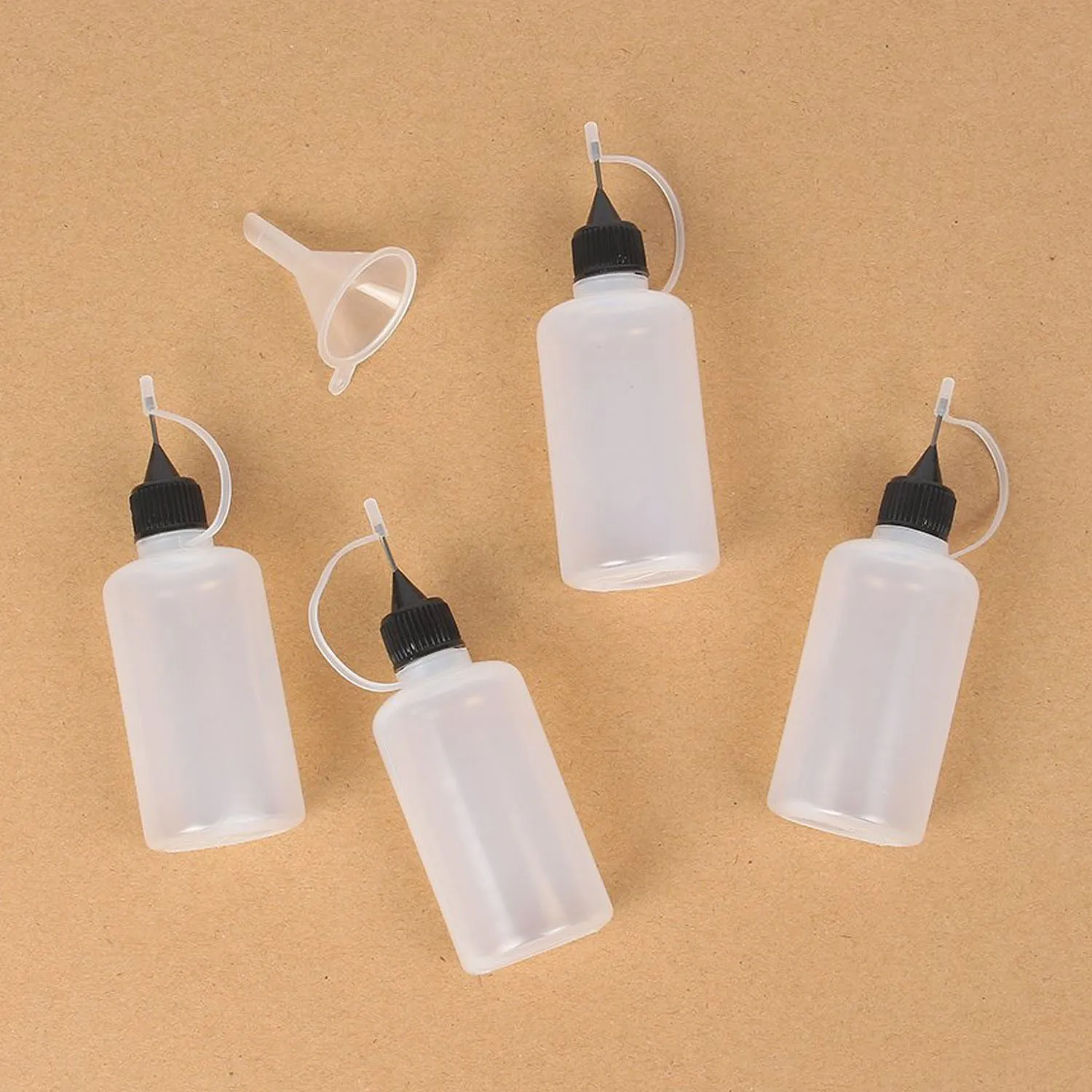 

5pcs Empty Precision Tip Glue Applicator Bottles with 1pcs Mini Funnel for Paper Quilling DIY Crafts Small Gluing Projects
