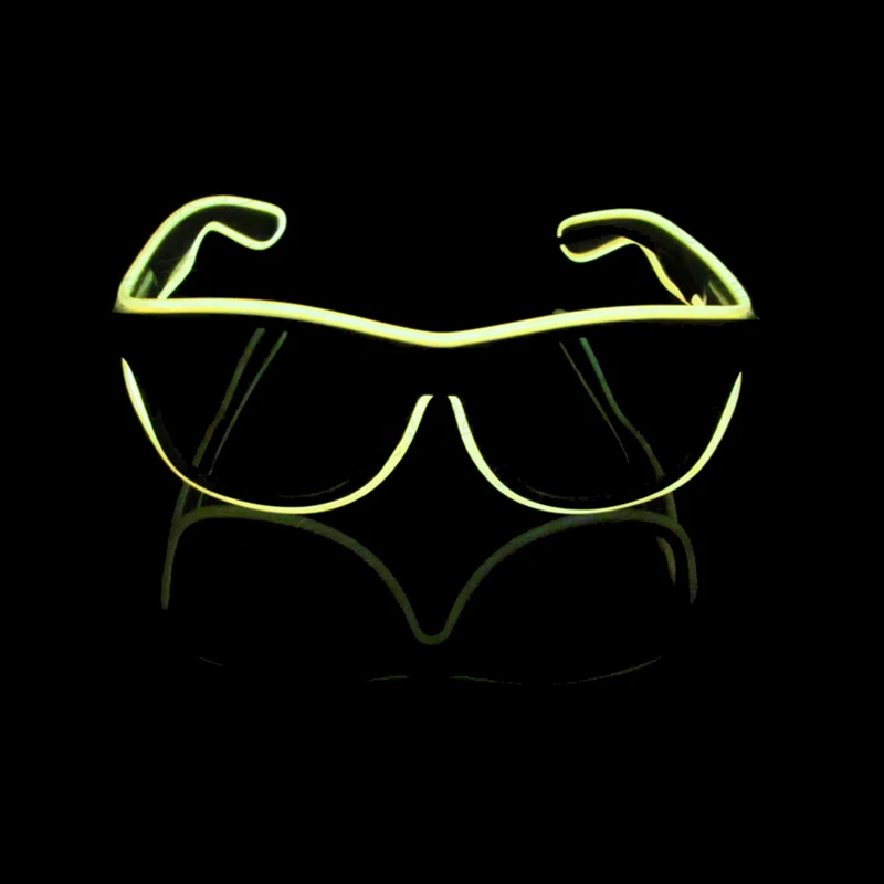 LED Glowing Glasses Flashing Glass EL Wires Novelty Party Decorative Club Lighting Cosplay Masks Gift Bright Light Sunglasses - Цвет: Yellow