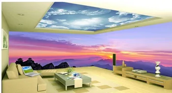 

Wallpaper 3d stereoscopic Sky pink clouds living room bedroom space theme Custom 3d photo wall paper