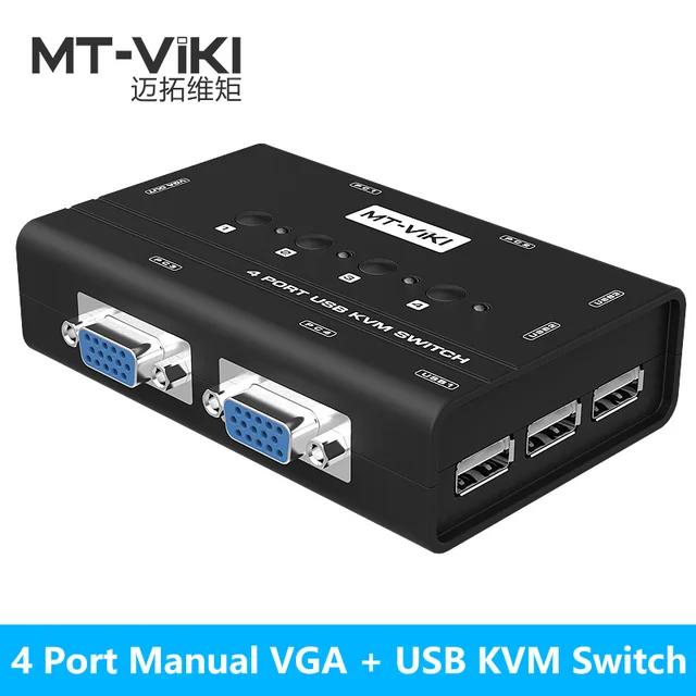 Ручной VGA KVM-переключатель с 4 портами, с USB-консолью и оригинальным кабелем, 1 комплект для управления клавиатурой и мышью, 4 предмета 1