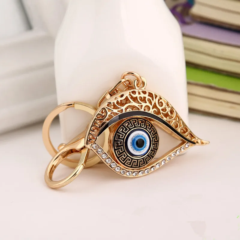Personalized Metal Crystal Evil Eye Key Ring Unisex Car Keychain Women