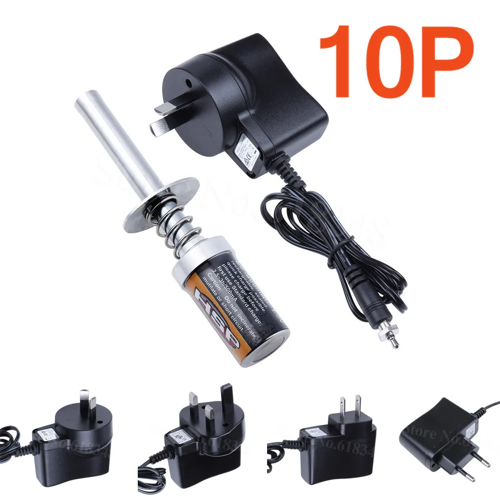 10 Sets RC 1800mAh Rechargeable Glow Plug Igniter Starter Ignitor With
