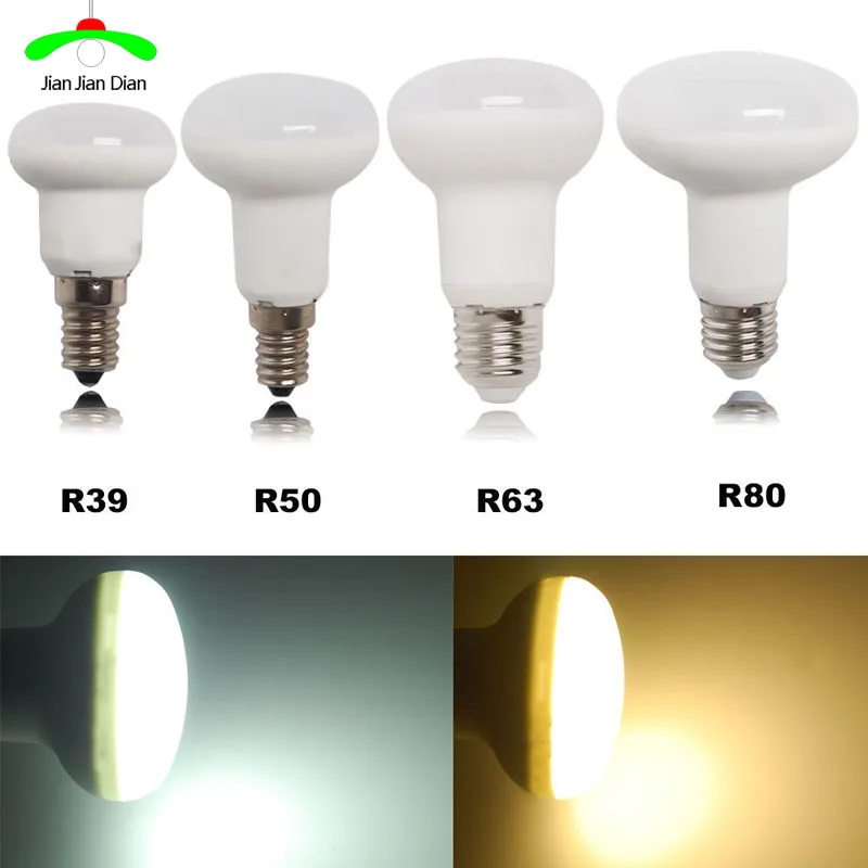 Светодиодный светильник R39 R50 R63 R80 5 Вт 7 9 12 Цоколь E27 E14 с регулируемой яркостью и