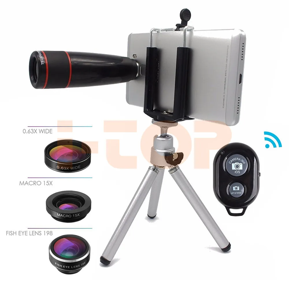 Universal 12X Telephoto Telescope Lenses Bluetooth Shutter