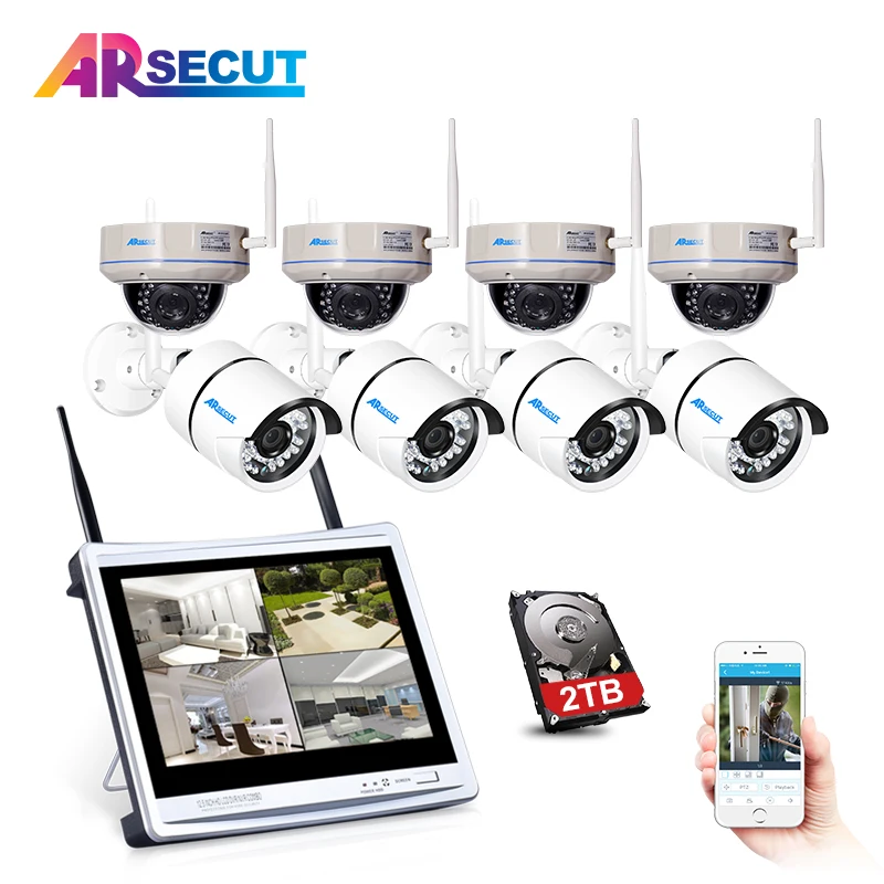 

ARSECUT 8CH NVR Kit CCTV Security 8 Cameras Kit Outdoor 1080P Waterproof WIFI Security CameraSet Night Vision Surveillance Kit