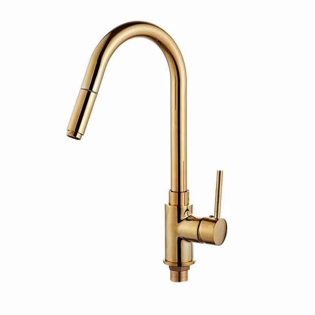 Cheap The European copper stretch gold kitchen faucet sink undercounter kitchen sink faucet telescopic faucet LU50914