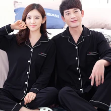 Осенняя хлопковая Домашняя одежда с длинными рукавами для влюбленных одинаковые пижамы для пар повседневные пижамы для взрослых комплекты из 2 предметов, Топы+ штаны, одежда для сна, M-4XL