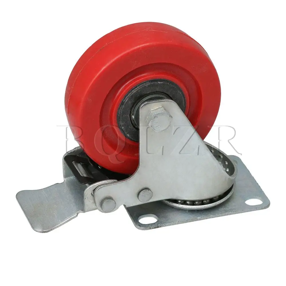 

BQLZR 16x6.3x12.8cm Red 4 inch Lock Brake Rotate Casters for Flatbed Trucks Hand Trucks Warehouse Trucks & Various Tool Cars