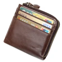 Genuine Leather Slim Coin Purse Men Zipper Around Wallet Card Holder Women Money Pocket R-8448 Genuine Leather Slim Coin Purse Men Zipper Around Wallet Card Holder Women Money Pocket R-8448
