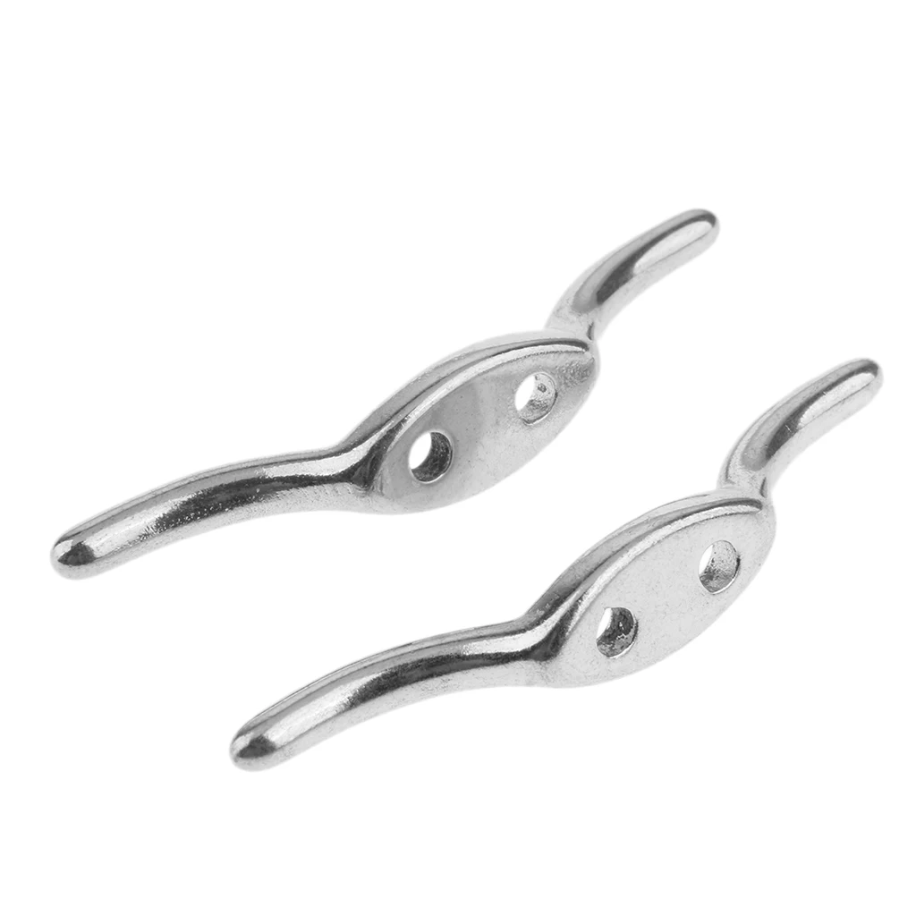 2Pcs Rope Cleat Stainless Steel Cleat Deck Mooring Marine Line Flag Anchor for Sailing Motor Boating Applications Anti-rust 67mm