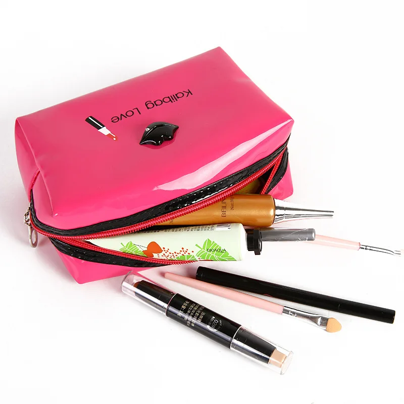

New Style PU Leather Cosmetic Bag Creative Lips Lacquer Large Capacity Waterproof Storage Bag Wash Bag Handbag