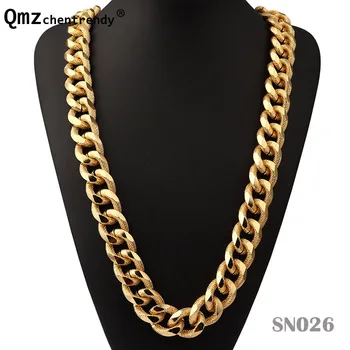 

Exaggerated Thicker Aluminum Embossing Long Chains Necklace Hip Hop Jewelry For Men's Gift Street Dance Singer 90cm