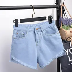 Летние шорты 2018 Для женщин джинсовые короткие пикантная обувь летние Повседневное джинсовые шорты Высокая Талия Короткие