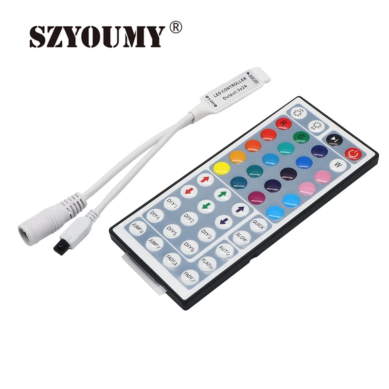 cheap SZYOUMY RGB Led Controller 44 Keys Mini DC12V 6A With IR Remote Control Dimmer Wireless For LED Strip 5050 3528 3014 Modes