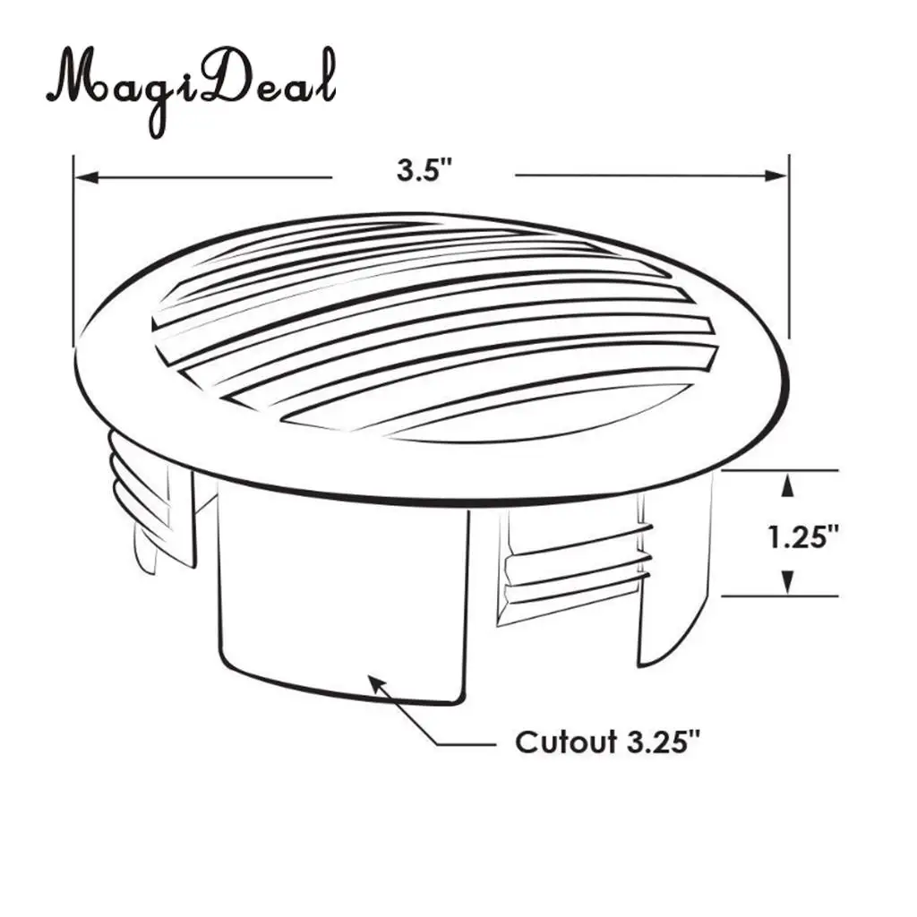 MagiDeal Canoe Kayak RV Marine Boat 4' 100mm /3' 76mm Stainless Steel Curved Clad Airflow Vent 81933SS-HP Dinghy Accessories
