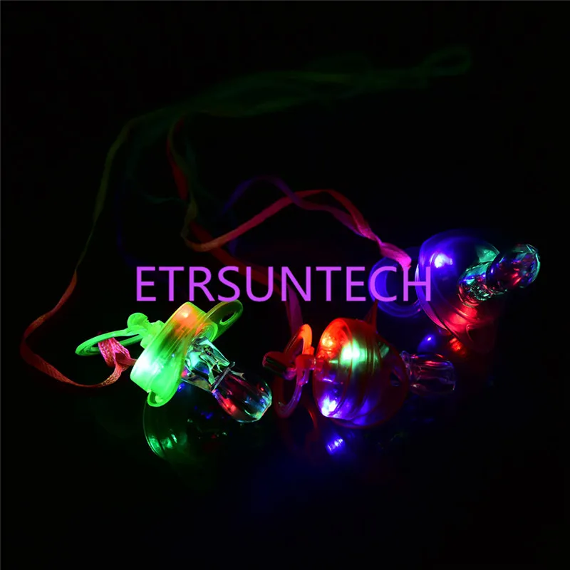 200 teile/los Led Schnuller Pfeife Licht Halsketten Nippel Flashing Kinder Spielzeug Für Weihnachten Bar Partei Liefert