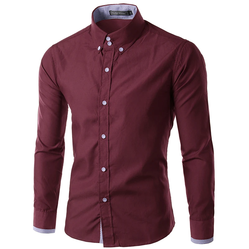 2015 spring and autumn casual men's long sleeved shirts turn down ...